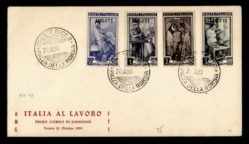 DR WHO 1950 ITALY FDC AMG-FTT TRIESTE OVPT COMBO R42004