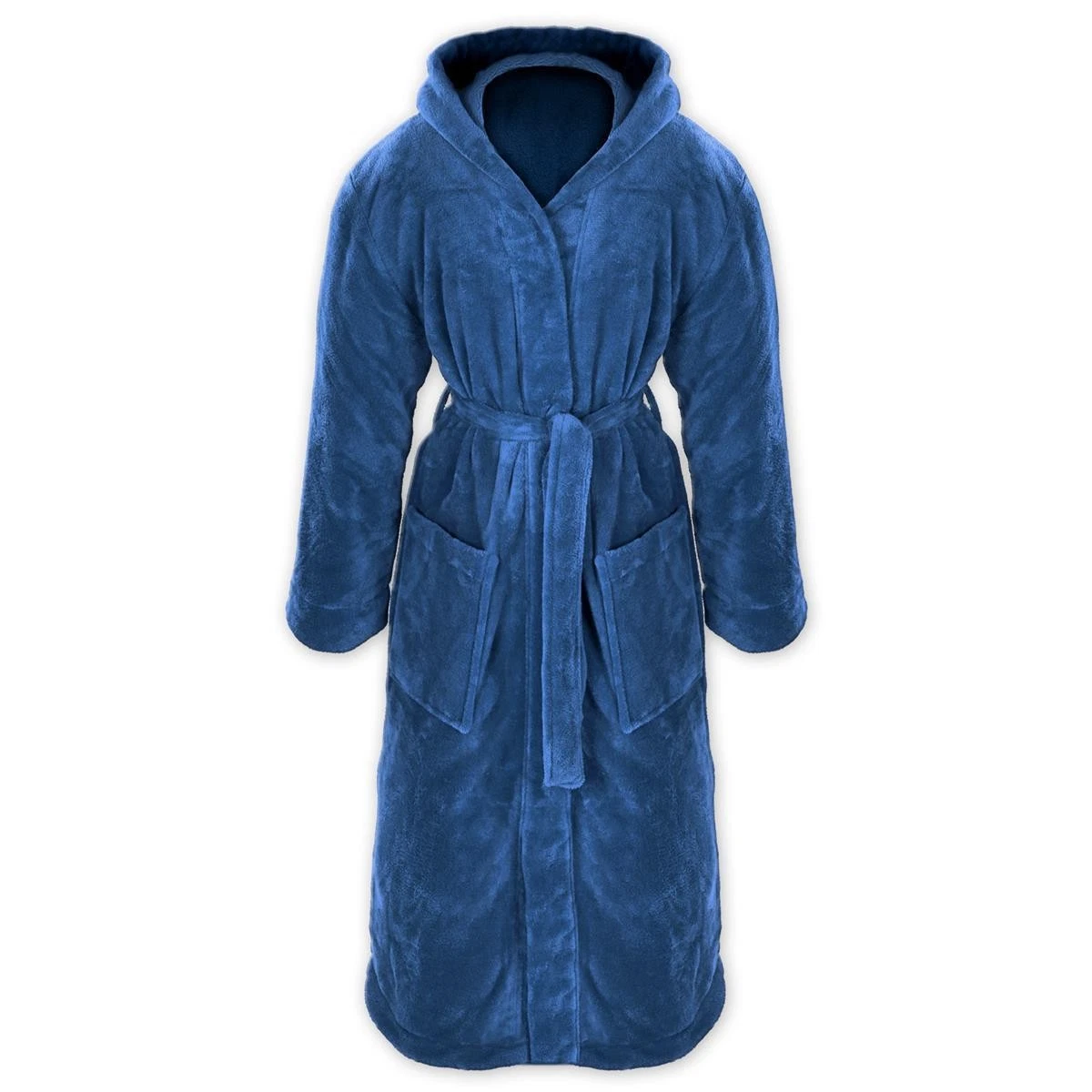 Bademantel mit Kapuze Kuschelfleece S-3XL Morgenmantel Saunamantel Unisex