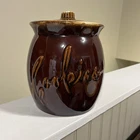 Vintage MCM Hull Pottery Cookie Jar with Lid Brown Drip Glazed EUC USA