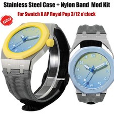 Premium Stainless Steel Case with Nylon Band Mod Kit For Swatch X AP Royal Pop