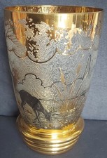 Vase Art Déco dégagé à l'Acide Or et Argent signé Adat.