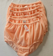 6 Underwear Nylon Comfort Woman Granny Panties Briefs High Waist 32"-36"L/Orange