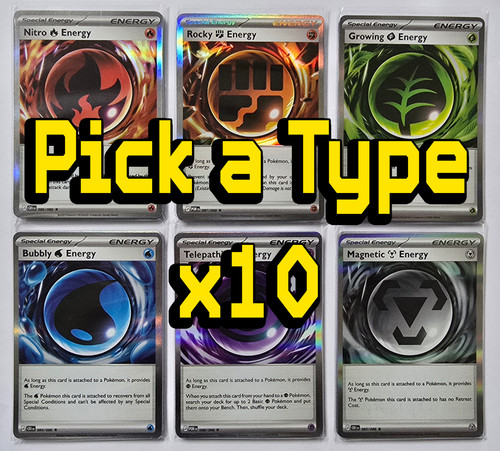 Mega Evolution Special Energy Holo 10x Card Set - Pick a Type! Pokemon TCG ENG