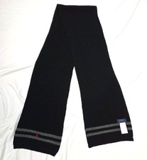 POLO Ralph Lauren Cotton Ribbed Waffle Knit Winter Scarf MEN'S Black Red PONY