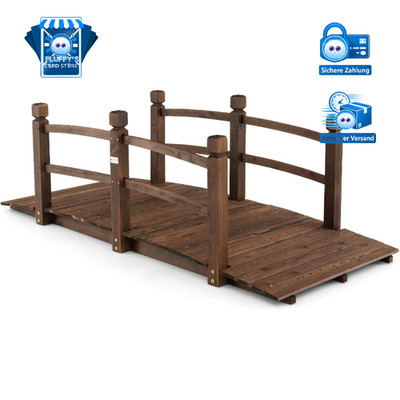 Gartenbrücke aus Tannenholz mit Geländern, 171,5 x 75,5 cm, Braun