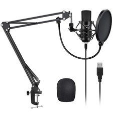 USB Microphone Kit 192KHZ/24BIT Plug  Play Computer PC Microphone Studio Str...