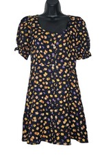 Madewell Button Front Mini Summer Dress Happy Hibiscus Floral Sz 0 Boho 