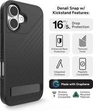ZAGG (iPhone 16) Denali Snap Case, MagSafe Magnetic Shockproof, Kickstand, Cover