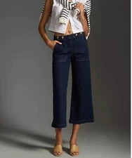 Pilcro The Kit Cropped High-Rise Wide-Leg Utility Trousers sz 29 boho western