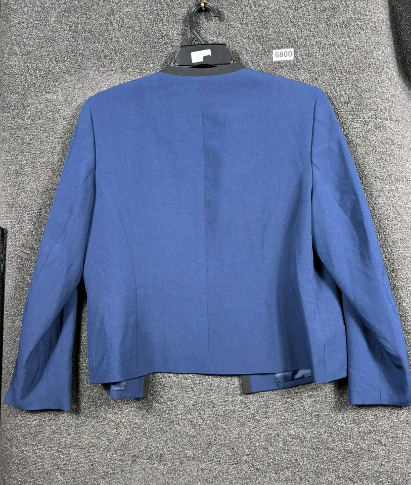 Evan Picone Black Label Open Front Blazer Jacket Womens 16 Blue Lined Career - Image 2 of 4