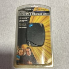 Computer Essentials Retractable CAT-5 RJ-45 Ethernet Cable 7 ft Black 840806