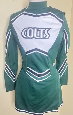 3 Pc REAL HS Cheerleader Uniform Outfit Costume COLTS 36'' Top 28 Skirt School