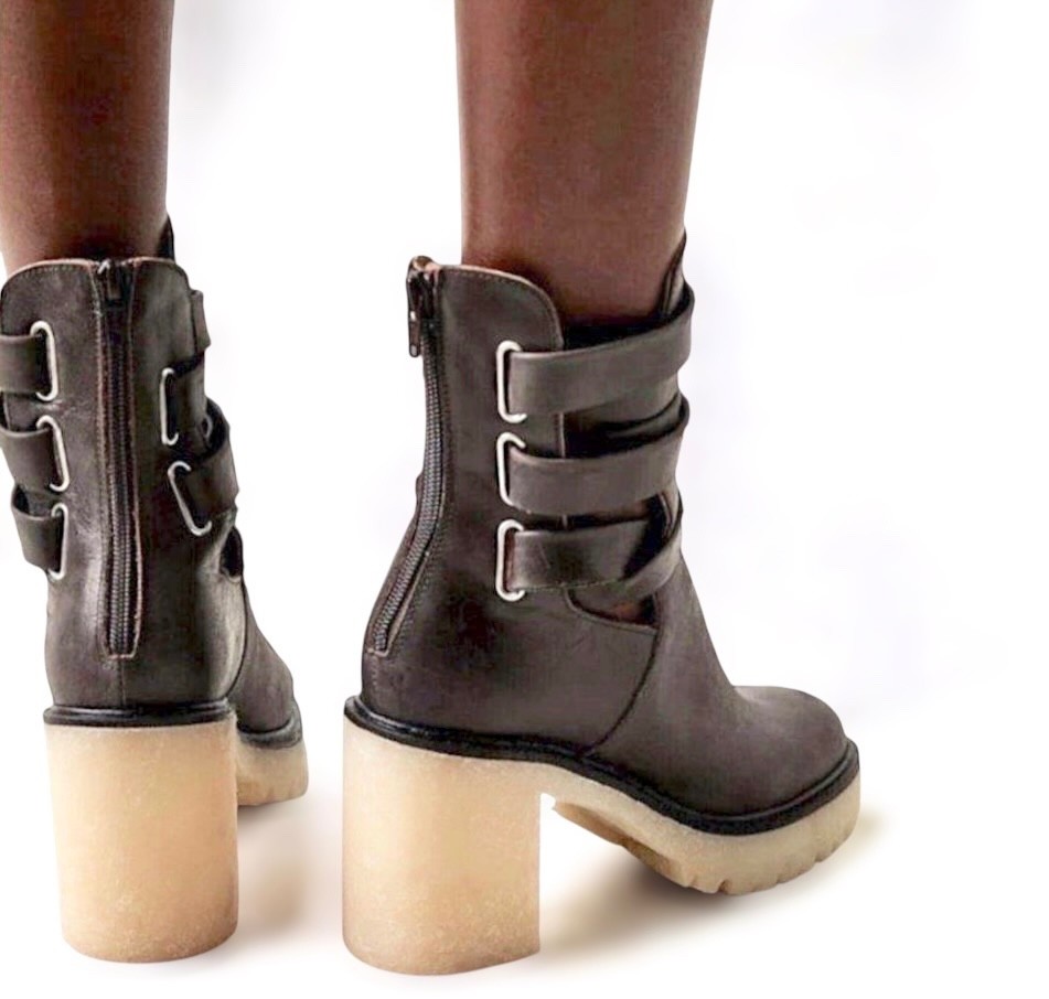 SAOLA Stivali donna FREE PEOPLE misura 7 5 Jesse ritaglio plateau suola a strappo pelle marrone