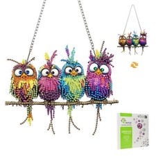 Owl Hanging Diamond Art Pendants Kits for Adults Kids, DIY Double Sided 5D Sp...