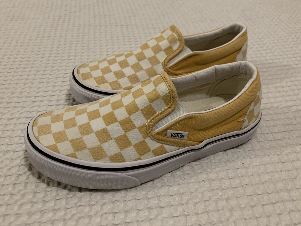 Yellow Checkered Slip On Vans