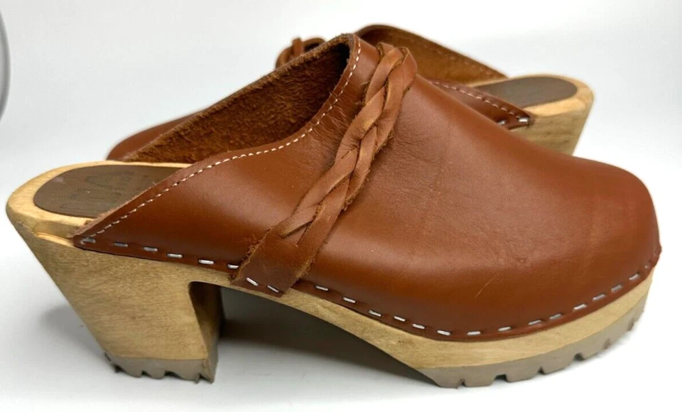 Zuecos MIA hechos en Suecia millas madera cuero talla 9 EE. UU. 39 UE Foto 3 de 4