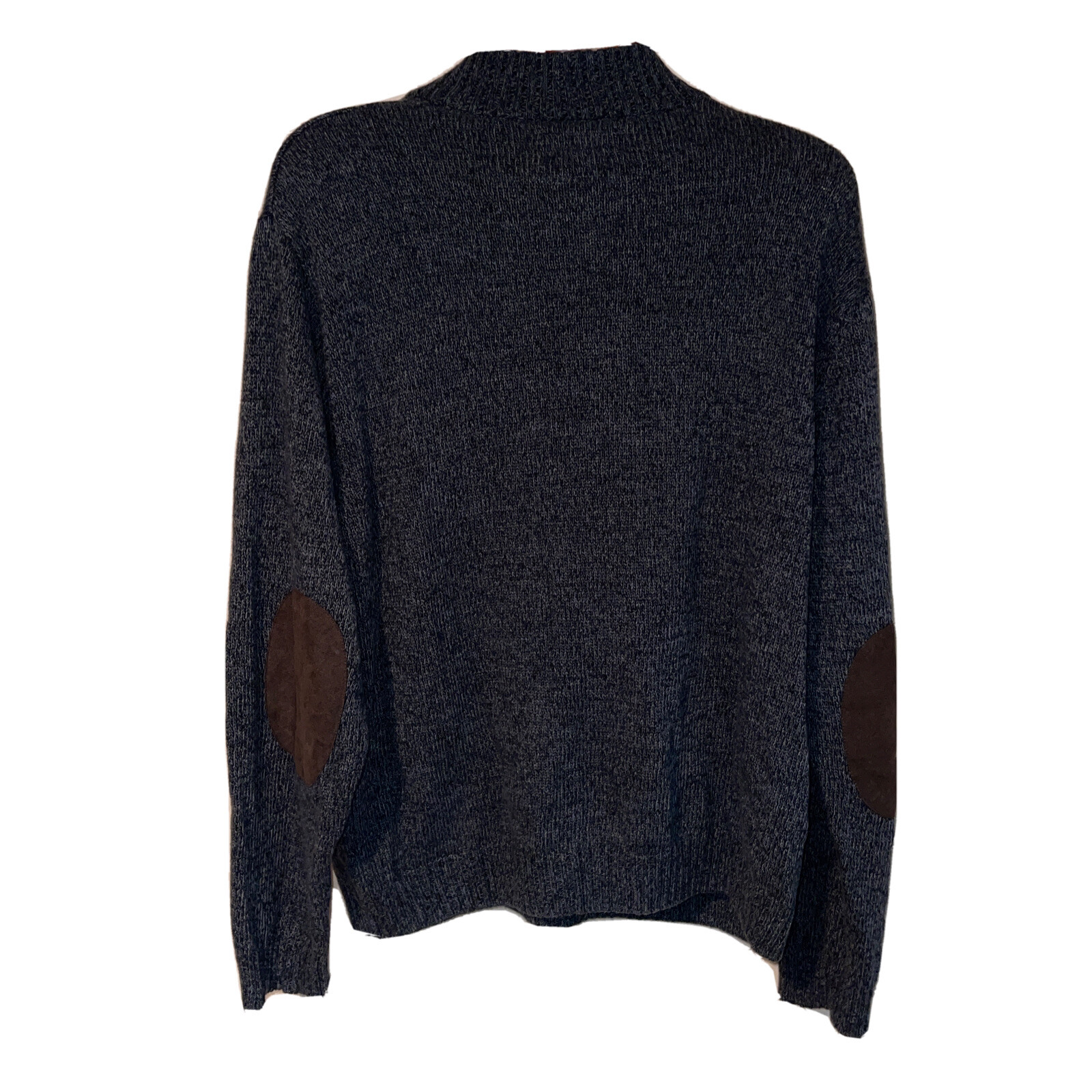 Chaps Solid Cable Knit Sweater Mock Neck Gray Lon… - image 5