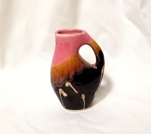 Vintage Artist Studio Pottery Stoneware Bud Vase Weed Pot Western Drip Glaze 5" - Picture 4 of 9
