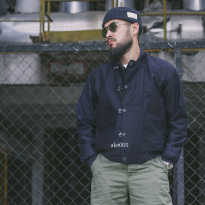 Bronson Vintage US Navy Deck Hook Jacket Winter USN Workwear Coat Men Dark Blue