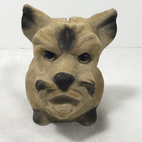 Flocked Fuzzy Scottie Dog Bank Vintage