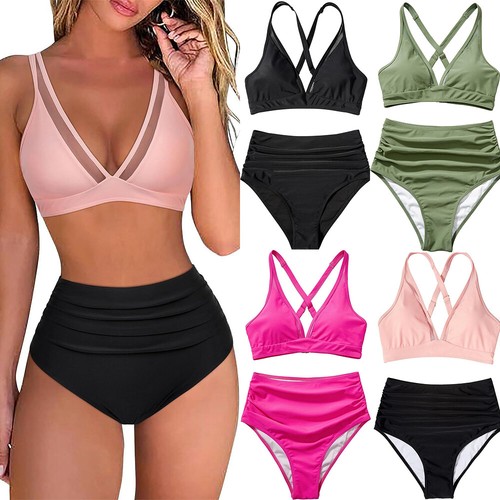 Damen Gepolsterter Push-Up-Bikini-Set Damen-Badeanzug Mit Hoher Taille ❤ - Bild 1 von 21