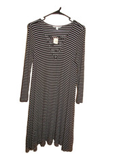 NWT New AMERICAN EAGLE Womens Size Large Soft & Sexy Black White Striped Dress