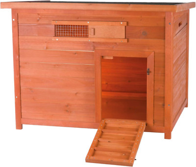 Natura Duck Coop with Ramp, Pull-Out Tub, Hinged Roof, Brown, 36X30X27