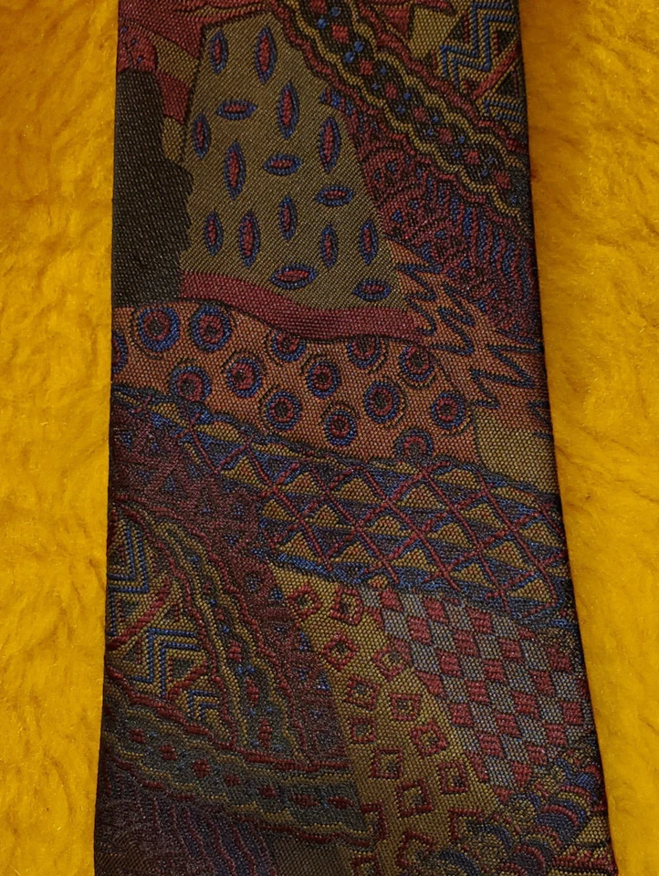 CORBATA FLACA FLORENZI VINTAGE DE LOS AÑOS 80 ~ BRONCE PÚRPURA ~ POP AVANT GARDE NEW WAVE ~ 58" Foto 4 de 4