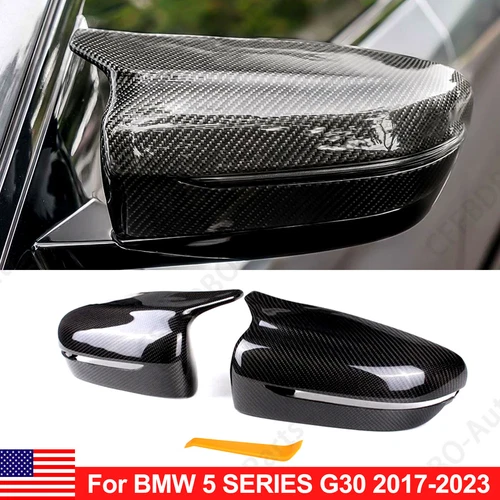 FOR 17-23 BMW G11 G12 G38 G30 M STYLE ADD-ON SIDE MIRROR COVER CAPS CARBON FIBER