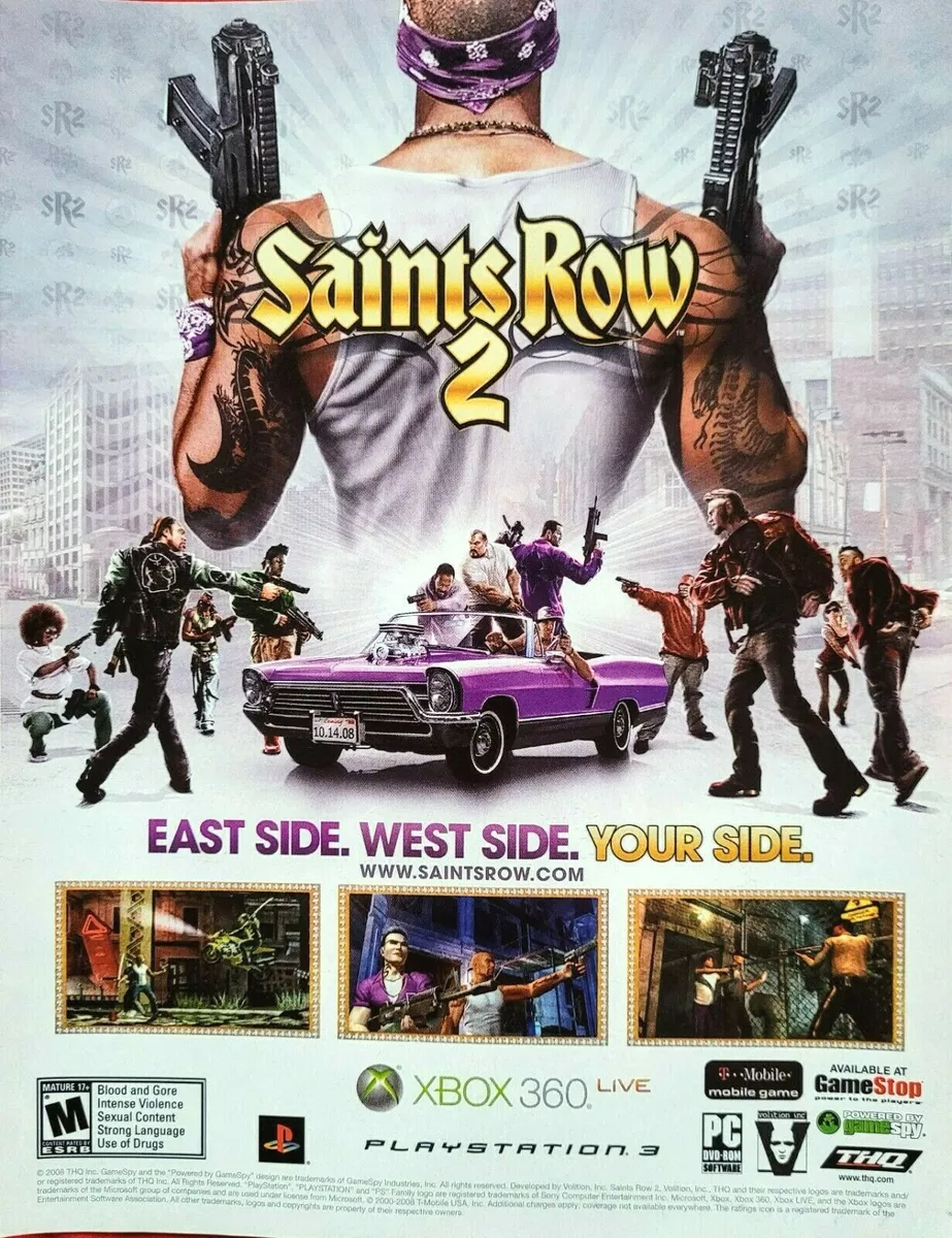 2008 SAINTS ROW 2 Xbox 360 PS3 Video Game = Official Promo Art Print AD /  POSTER