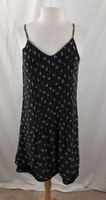 Gap Women's S Black White Paisley Pintuck Cami Dress V-Neck Flowy Boho Casual