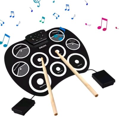 E-Drum Set tragbares elektronisches Roll-Up Drums mit Sticks und Pedalen