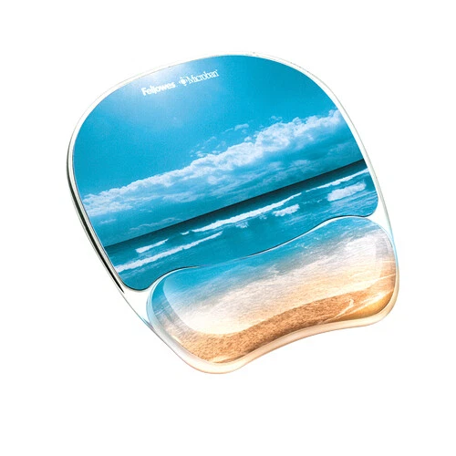 Fellowes Photo Microban Gel Mouse Pad with Wrist Rest - Sandy Beach - Image 2 of 2
