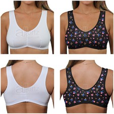 Ladies Gemm Pull On Bra Cotton Rich Comfort Non Wired Unpadded Stretch Uk Size
