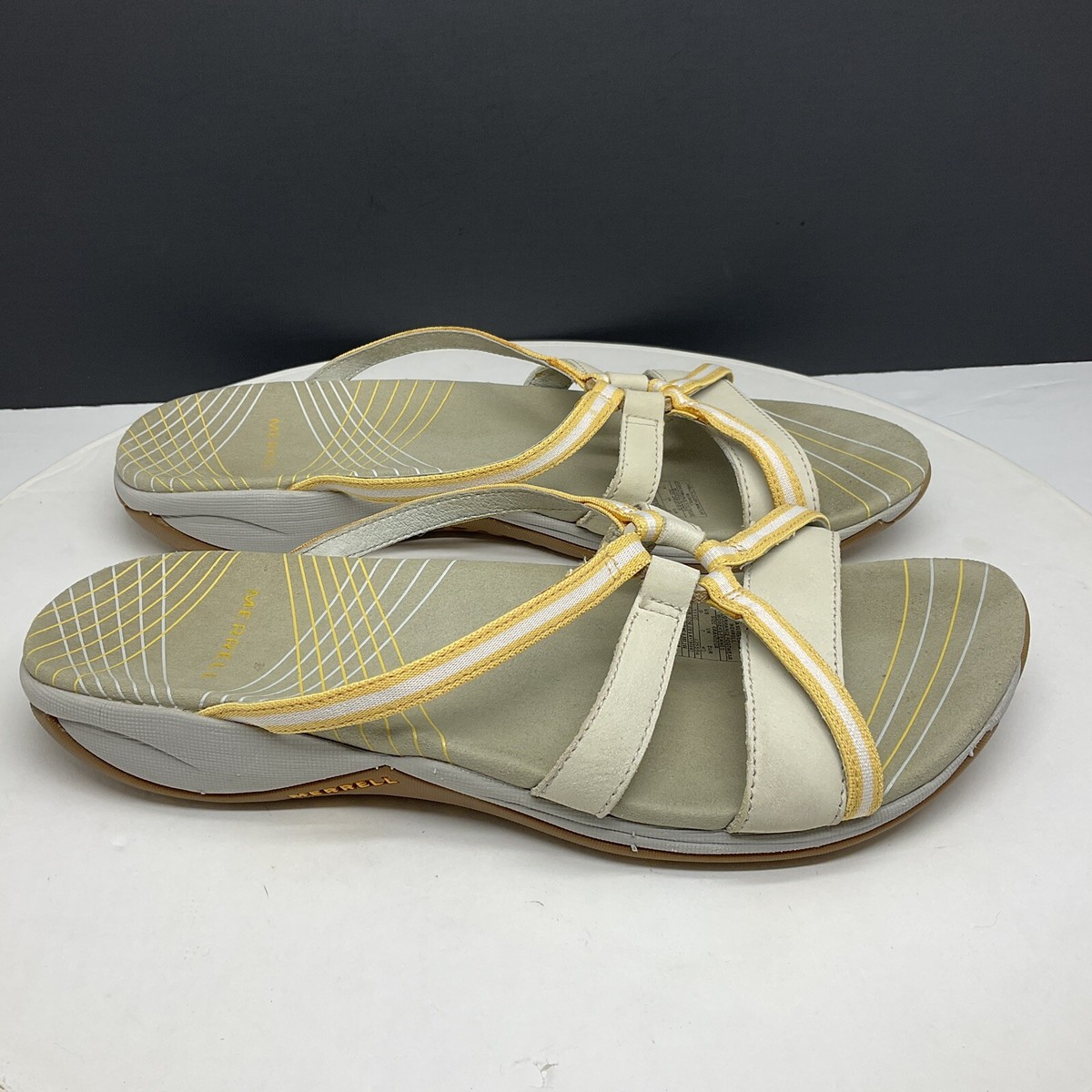Merrell Camellia Sport Sandals Womens Size Silver Yellow Strappy