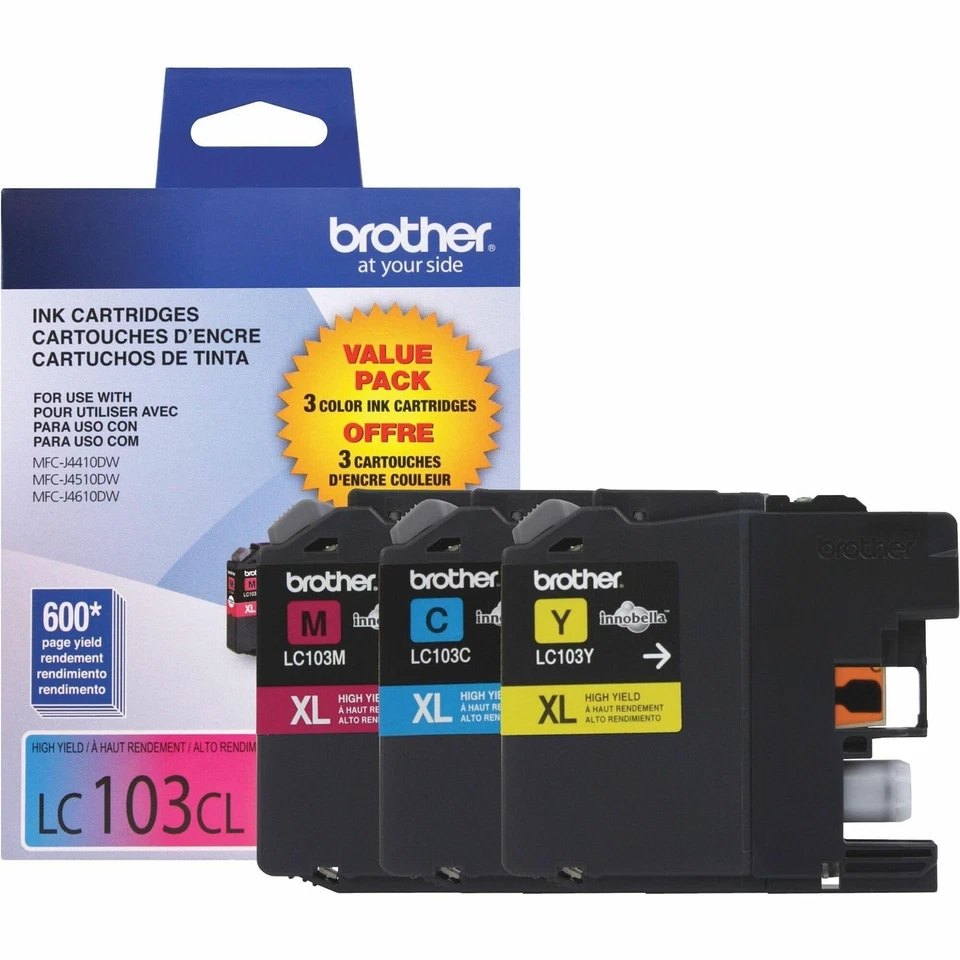 Brother LC1033PKS High Yield Ink Cartridge 3 Pack Cyan Magenta Yellow - Image 3 of 4
