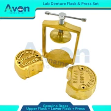 Genuine Brass Double Denture Press with Upper & Lower Flasks (3 Piece Bundle)