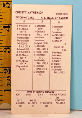   Strat-O-Matic Hall of Famers CHRISTY MATHEWSON 1908 Double Sided Game Card  