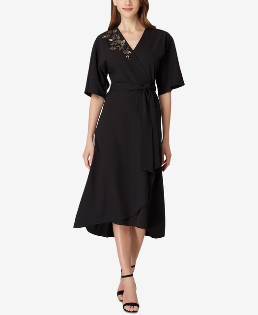 black kimono midi dress