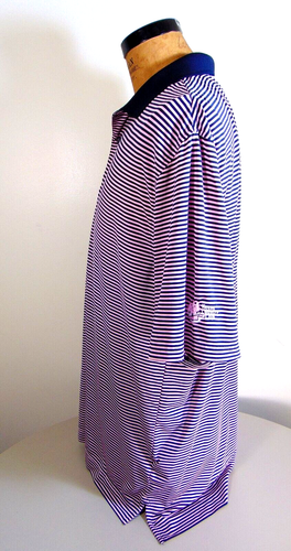 Foot Joy Golf Polo Shirt Men's Extra Large Pink Blue Stripes Keene Country Club - Picture 2 of 7