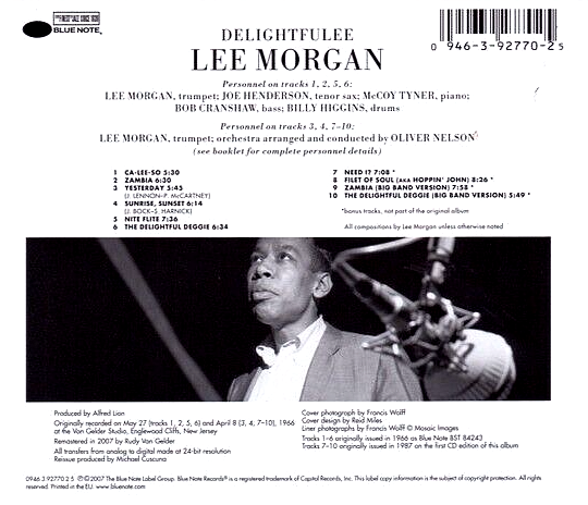 Lee Morgan Delightfulee EMI Blue Note RVG Edition CD MINT