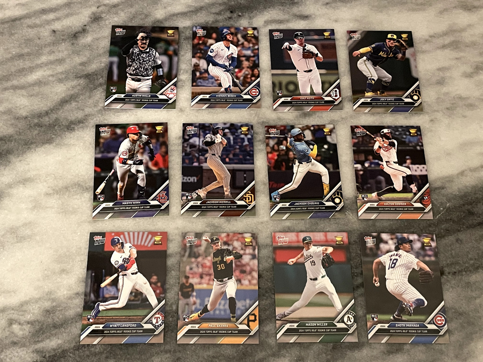2024 MLB TOPPS NOW Rookie Cup Complete Team Set 12 Cards Skenes Merrill + (A)