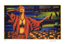 KINO MISTRAL - LITOGRAFIA -LADY SCACCHI- 30x20 FIRMATA IN TIRATURA LIMITATA
