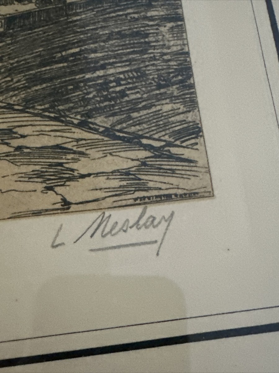 風景画 サイン入り L. Meslay エッチング刻印 Westminster Signed L. Meslay 1917 Etching Engraved Print of Capitol