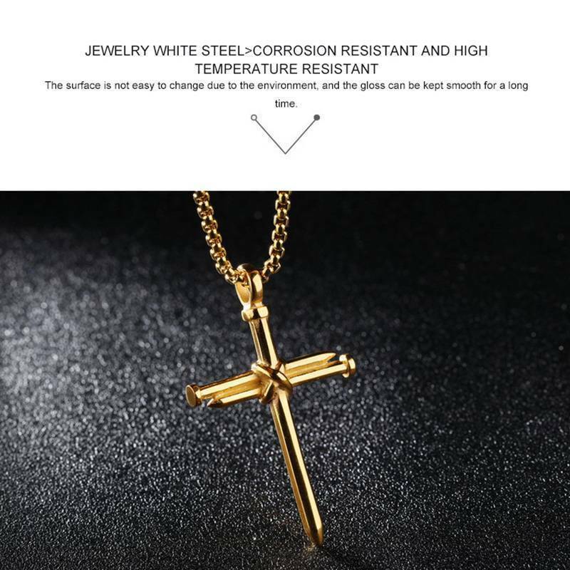 NAILS CRUCIFIX CROSS JESUS pendant GOLD FILLED 18K necklace 18