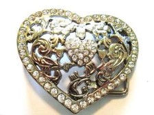 Belt Buckle Rhinestone Heart Shape