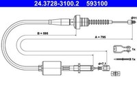 ATE 24372831002 Kupplungsseil Seilzug Kupplung KupplungsbetäTigung 593100