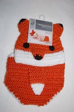 Baby Boys ORANGE FOX HAT  DIAPER COVER Hand Crocheted PHOTOGRAPHY PROP 0-9 Mo