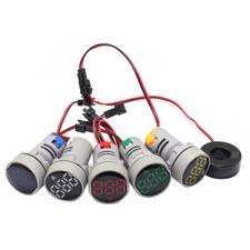 AC220V 22mm Digital Ammeter 0-100A Current Monitor Meter Signal Lamp Amperemeter
