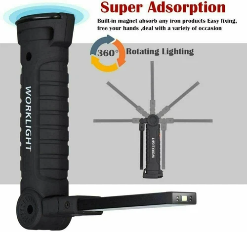 COB LED Rechargeable Work Light Magnetic Inspection Torch Lamp Flexible Cordless - Picture 5 of 31